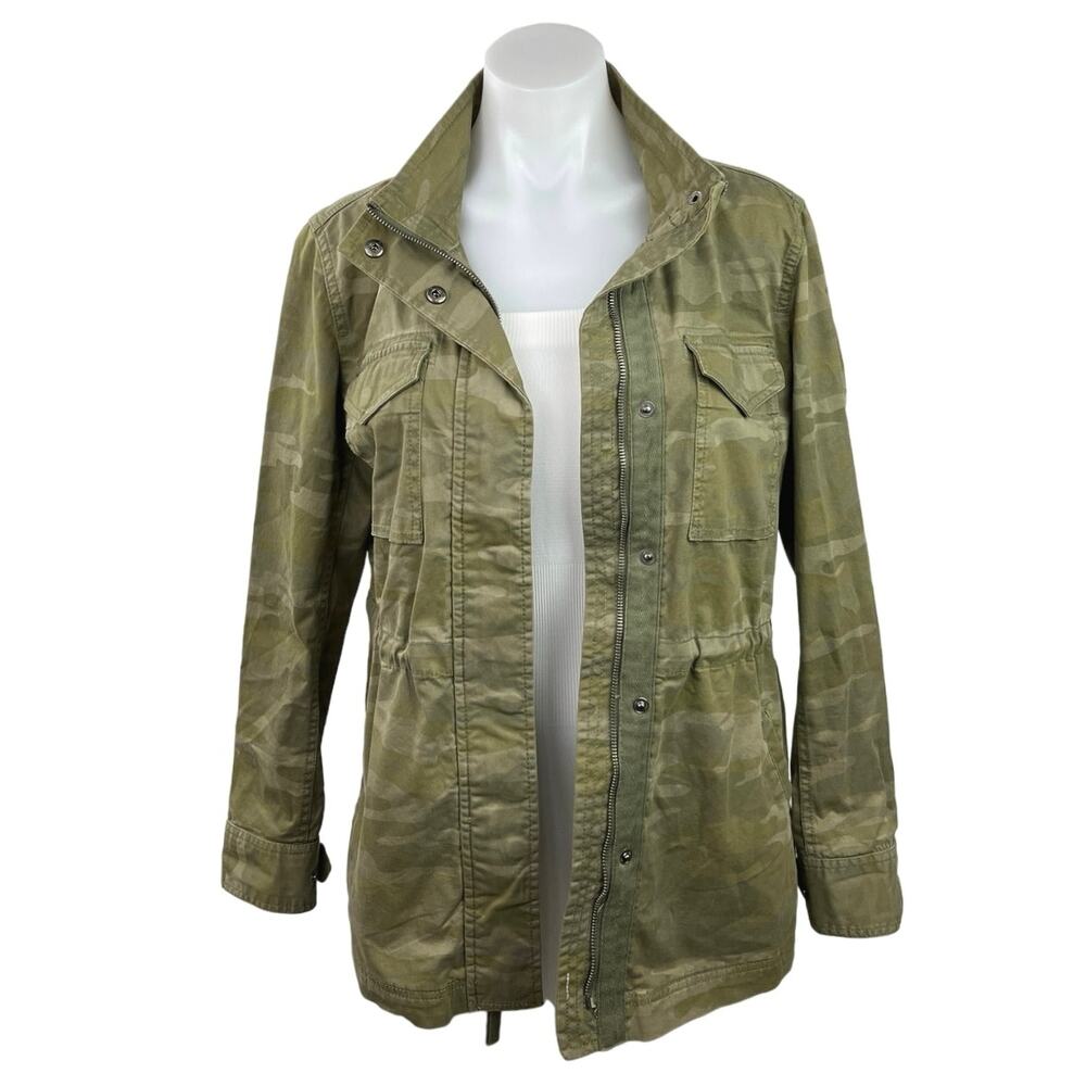 Style&Co Green Camouflage Military Army Button Pockets Utility Outdoor Jacket S